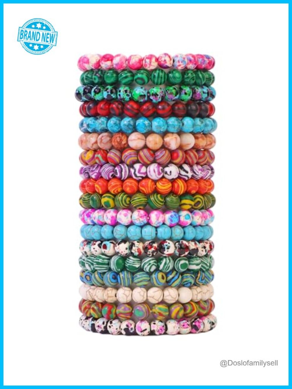 18-Piece Malachite Pattern Beaded Stretch Bracelets Set Stackable Wristbands